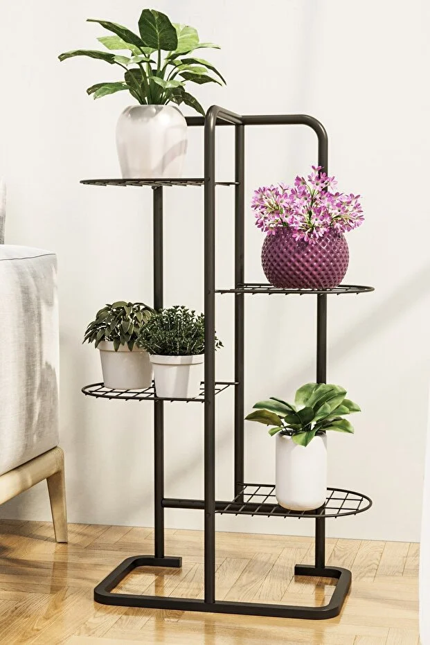 4 Katlı Metal Çiçeklik